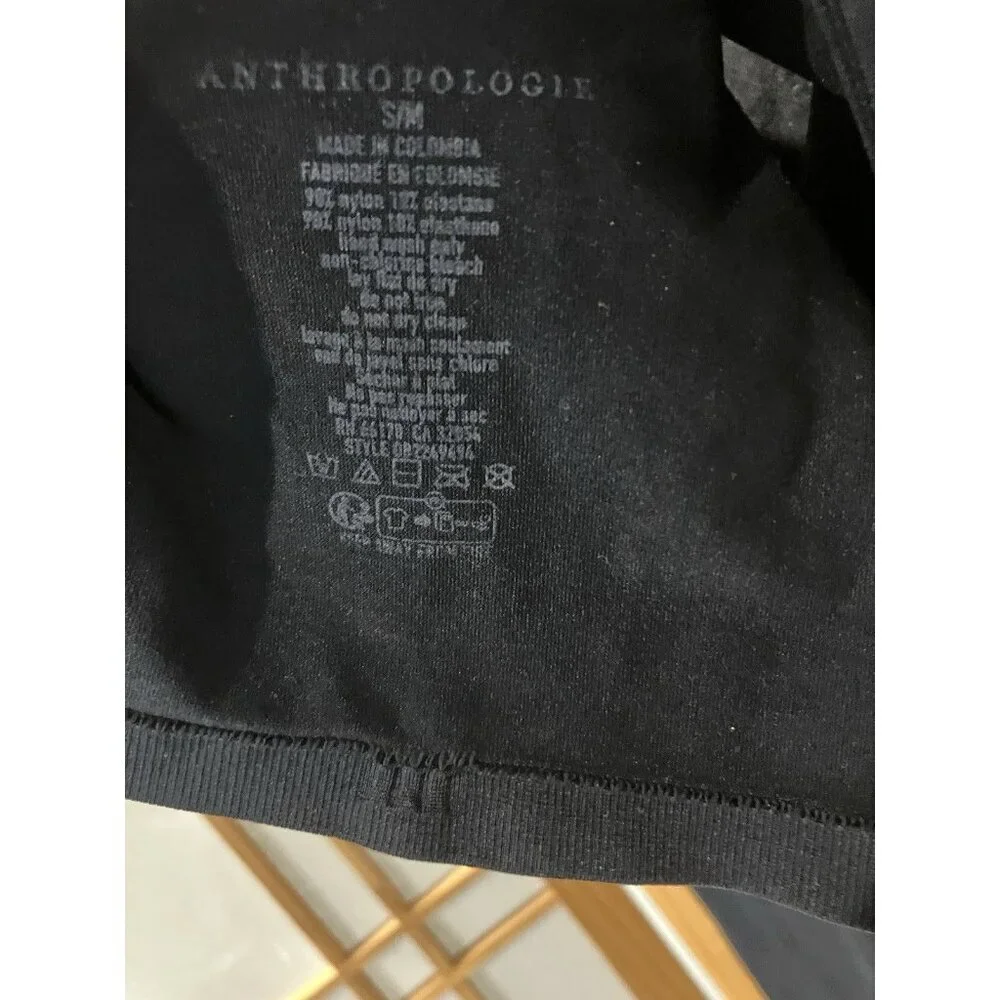 Anthropologie Black Scoop Back Crop Top Stretch Moto, Citi Small/Medium - Picture 8 of 8